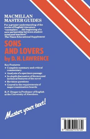 Lawrence: Sons and Lovers: 8 (Palgrave Master Guides)