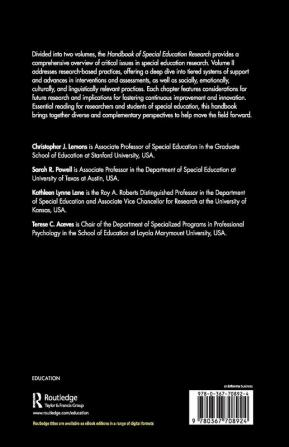 Handbook of Special Education Research Volume II