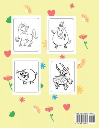 Libro para colorear Animales de granja: 25 imágenes grandes y sencillas para que los principiantes aprendan a colorear: 2-4 años