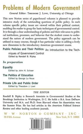 Public Policies and Their Politics introduction to the techniques of government control