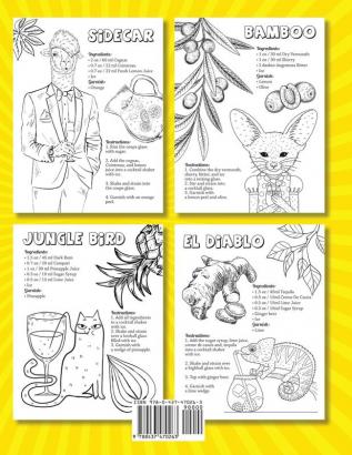 Cocktail Recipes Coloring Book With Drinking Animals: Mixed Drinks Recipe Book. Easy Cocktails Recipes