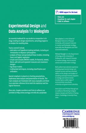 Experimntl Design Data Anl Biol 1ed