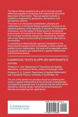 Applied Analysis of the Navier-Stokes Equations: 12 (Cambridge Texts in Applied Mathematics)