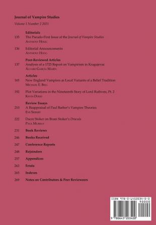 Journal of Vampire Studies: Vol. 1 No. 2 (2021)