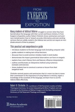 From Exegesis to Exposition - A Practical Guide to Using Biblical Hebrew