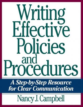 Writing Effective Policies and Procedures