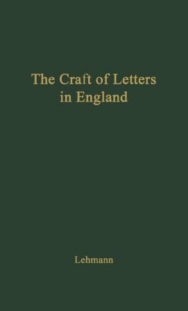 The Craft of Letters in England: a Symposium