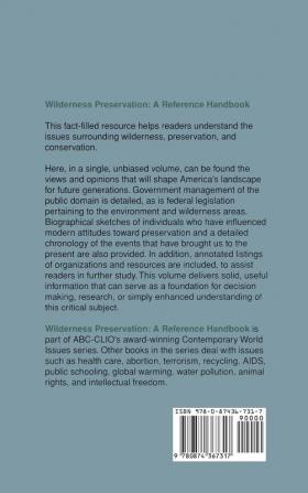 Wilderness Preservation: A Reference Handbook (Contemporary World Issues)