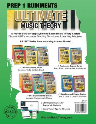 Prep 1 Rudiments - Ultimate Music Theory: Prep 1 Music Theory Workbook Ultimate Music Theory includes UMT Guide & Chart 12 Step-by-Step Lessons & 12 ... Tests to Dramatically Increase Retention!: 4