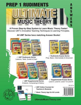 Prep 1 Rudiments Ultimate Music Theory Theory Answer Book: Prep 1 Rudiments Answer Book (identical to the Prep 1 Theory Workbook) Saves Time for ... 5 (Ultimate Music Theory Rudiments Books)