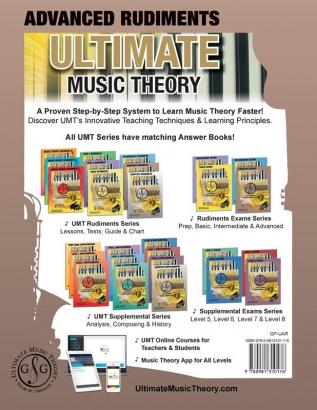 Advanced Rudiments Workbook - Ultimate Music Theory: Advanced Music Theory Workbook (Ultimate Music Theory) includes UMT Guide & Chart 12 ... (Ultimate Music Theory Rudiments Books)