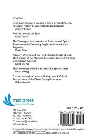 Paradosis Vol. 1: A Journal of Bible and Theology