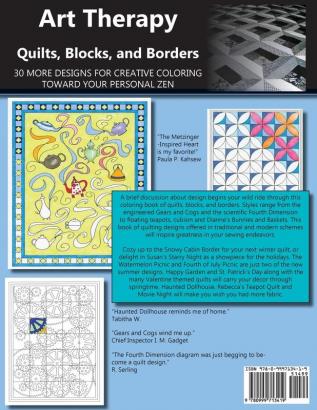 Art Therapy Quilts Blocks and Borders: 30 More Designs for Creative Coloring Toward Your Personal Zen