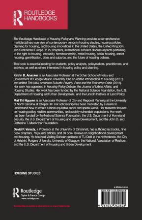 Routledge Handbook of Housing Policy and Planning