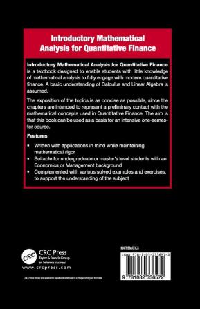 Introductory Mathematical Analysis for Quantitative Finance