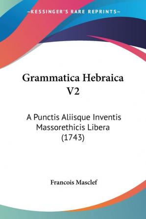 Grammatica Hebraica V2: A Punctis Aliisque Inventis Massorethicis Libera (1743)