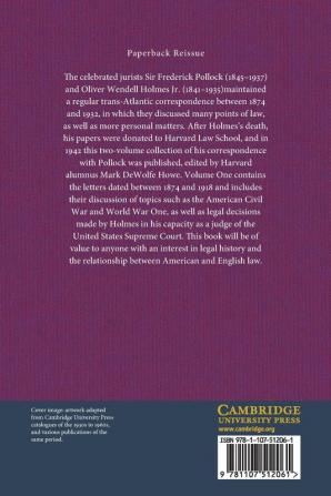 The Pollock-Holmes Letters: Volume 1: Correspondence of Sir Frederick Pollock and Mr Justice Holmes 1874–1932