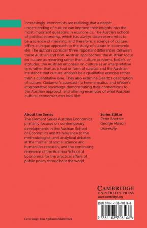 Cultural Considerations within Austrian Economics