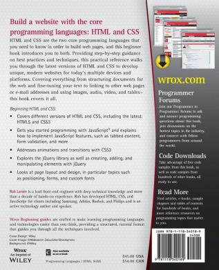 Beginning HTML and CSS (Wrox Beginning Guideswrox Programmer to Programmer)