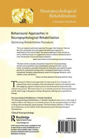 Behavioural Approaches in  Neuropsychological Rehabilitation