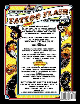 Tattoo Flash Adult Coloring Book: Sablethorne Adult Relaxation With Modern Tattoo Art Designs Such as Mermaids Aliens Pinups and More