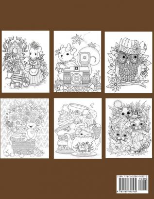 Super Cute Animals Coloring Book: Adorable Kittens Bunnies Mice Owls Hedgehogs and More