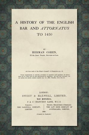 A History of the English Bar and Attornatus to 1450 [1929]