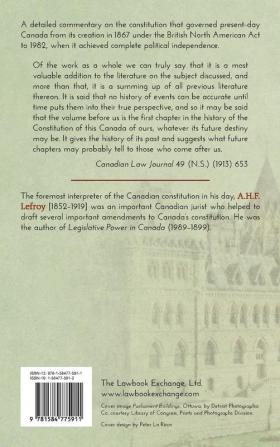 Canada's Federal System: Being a Treatise on Canadian Constitutional Law (1913)