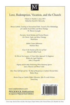 Journal of Moral Theology Volume 4 Number 2: Love Redemption Vocation and the Church