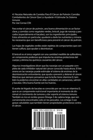 41 Recetas Naturales de Comidas Para El Cáncer de Pulmón: Comidas Combatientes de Cáncer Que Lo Ayudarán A Estimular Su Sistema Inmune