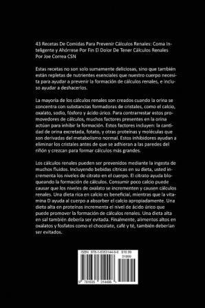 43 Recetas De Comidas Para Prevenir Cálculos Renales: Coma Inteligente y Ahórrese Por Fin El Dolor De Tener Cálculos Renales