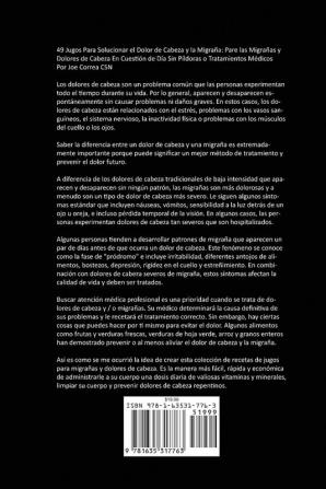 49 Jugos Para Solucionar el Dolor de Cabeza y la Migraña: Pare las Migrañas y Dolores de Cabeza En Cuestión de Día Sin Píldoras o Tratamientos Médicos