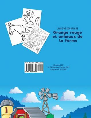 Livre de coloriage grange rouge et animaux de la ferme