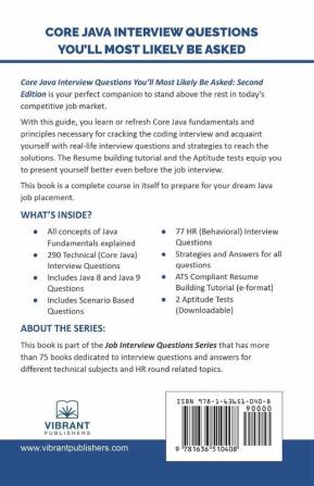 Core Java Interview Questions You'll Most Likely Be Asked (Second Edition) (Job Interview Questions Series)