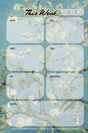 Weekly Planner Notepad: Van Gogh Almond Blossom Daily Planning Pad for Organizing Tasks Goals Schedule