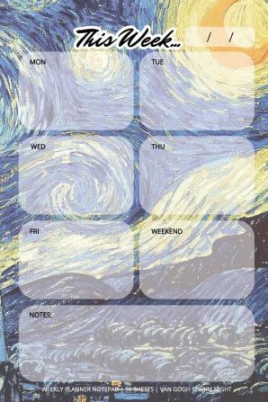 Weekly Planner Notepad: Van Gogh Starry Night Daily Planning Pad for Organizing Tasks Goals Schedule