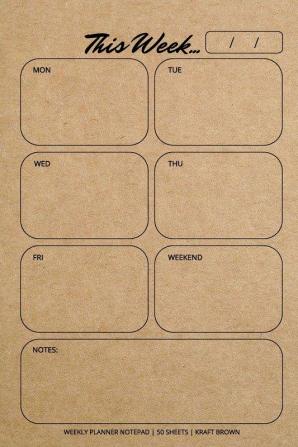 Weekly Planner Notepad: Kraft Brown Daily Planning Pad for Organizing Tasks Goals Schedule