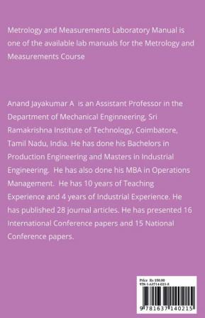 Metrology and Measurement : Laboratory Manual