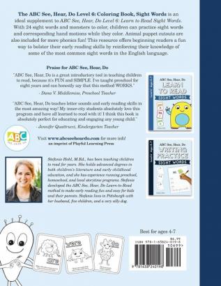 ABC See Hear Do Level 6: Coloring Book Sight Words