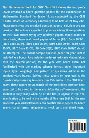 CBSE Class 10 Mathematics Standard Last Year (2020) Board 8 Question Papers for May-June Exams 2021 : Maths Questions Paper Bank of CBSE Grade X Boards 2020-2021