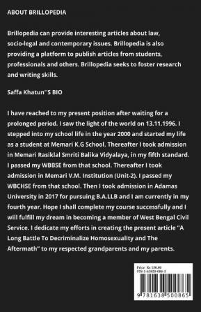 LONG BATTLE TO DECRIMINALIZE HOMOSEXUALITY AND THE AFTERMATH : Volume 1 Issue 1 of Brillopedia