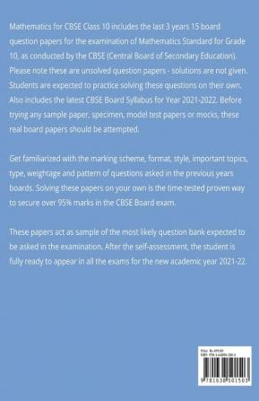 Mathematics Standard CBSE Class 10 Last 3 Years Boards Question Papers (Session 2021-22) : Maths Previous Year Papers CBSE Grade X Board Examination 2021-2022