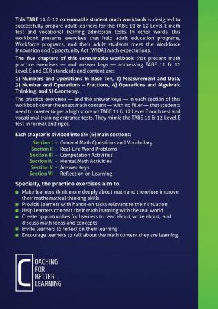 TABE 11 and 12 Consumable Student Math Workbook for Level E