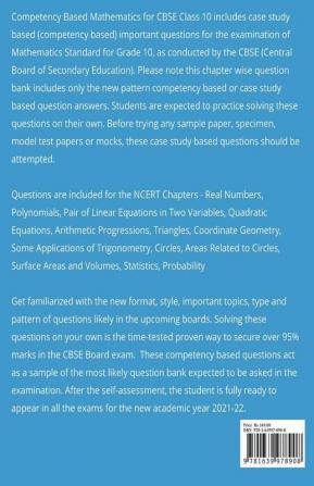 Cbse Class 10 Mathematics Competency Based (Case Study) Chapterwise Question Bank For Boards: Maths Cbse Grade X New Pattern Important Questions Term 1 2 Board Exams