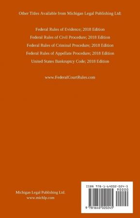 Federal Rules of Bankruptcy Procedure; 2018 Edition