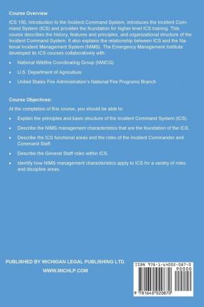 Is-100.C: Introduction to the Incident Command System ICS 100: (Student Manual)