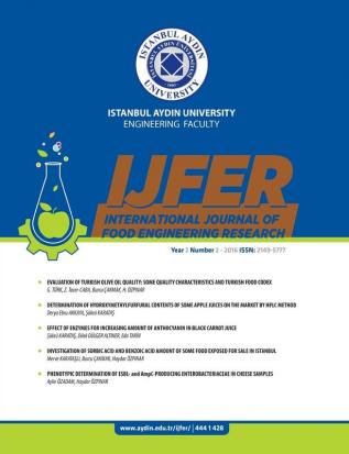 Istanbul Aydin University Engineering Faculty International Journal of Food Engineering Research: (Ijfer: 2016 (Year 2 Number 2)