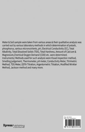 CHEMICAL ANALYSIS of SOIL & WATER SAMPLES