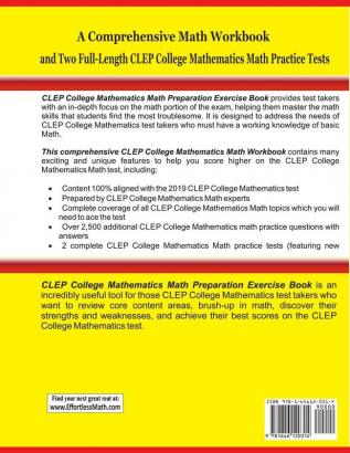 CLEP College Mathematics Math Preparation Exercise Book: A Comprehensive Math Workbook and Two Full-Length CLEP College Mathematics Math Practice Tests