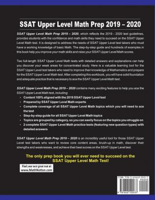 SSAT Upper Level Math Prep 2019 - 2020: Step-By-Step SSAT Upper Level Math Study Guide